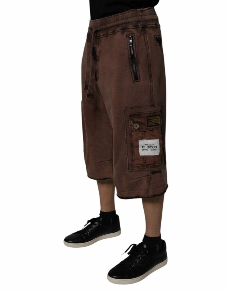 Dolce & Gabbana Brown Cotton Cargo Bermuda Sweatshorts Shorts - Image 3