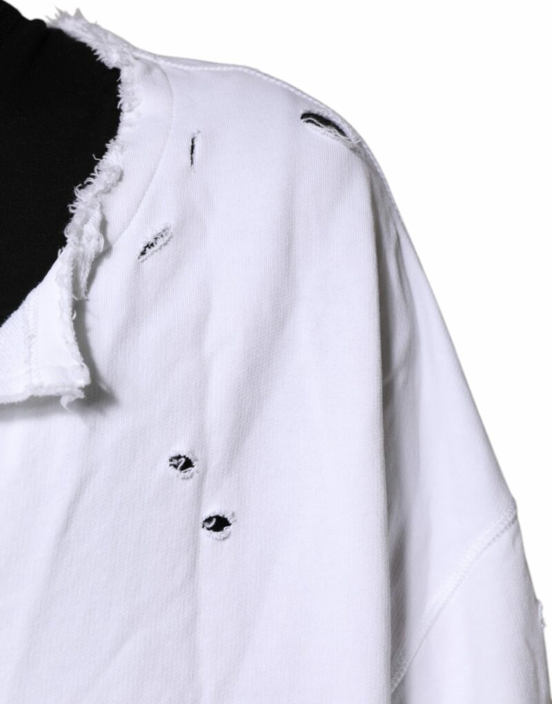 Dolce & Gabbana White Cotton Men Pullover Sweatshirt Sweater - Image 5