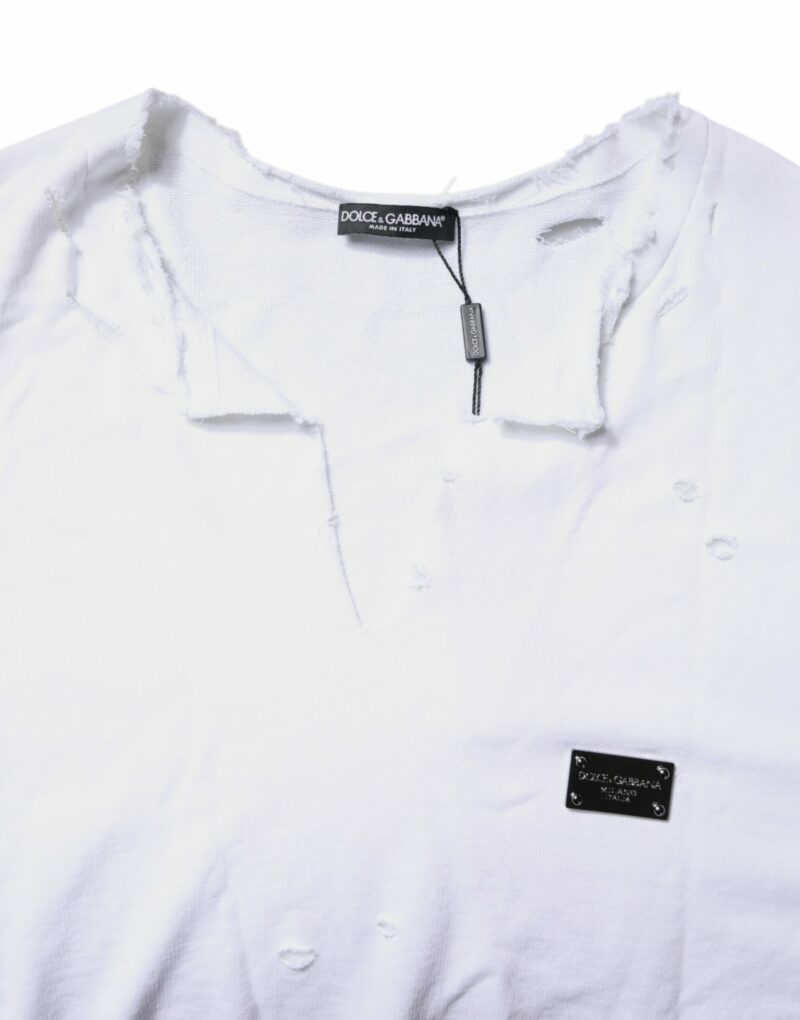 Dolce & Gabbana White Cotton Men Pullover Sweatshirt Sweater - Image 6