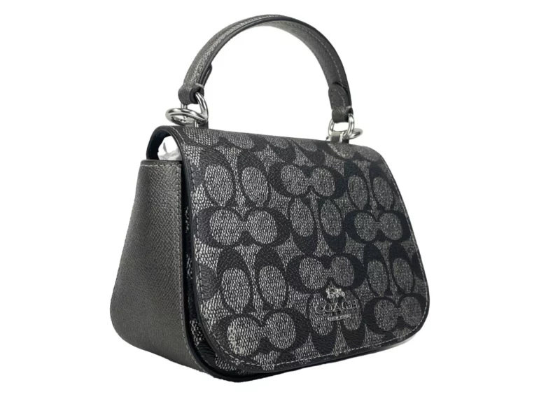 COACH Lysa Top Handle Bag Crossbody Gun Metal - Image 4