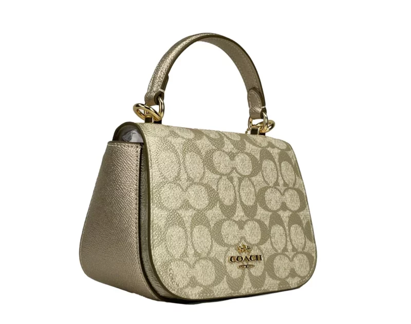COACH Lysa Top Handle Bag Crossbody Champagne Gold - Image 2