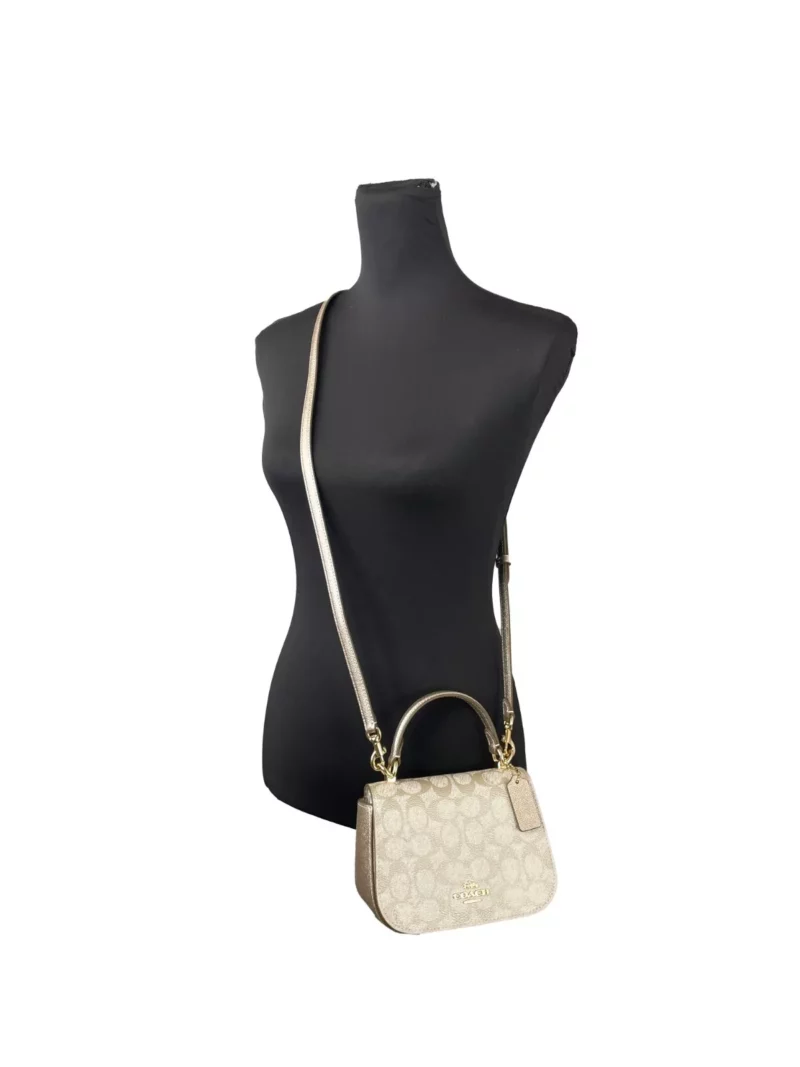 COACH Lysa Top Handle Bag Crossbody Champagne Gold - Image 3