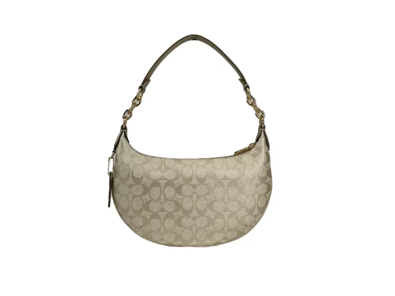 COACH Payton Signature PVC Leather Shoulder Bag Champagne Gold - Image 2