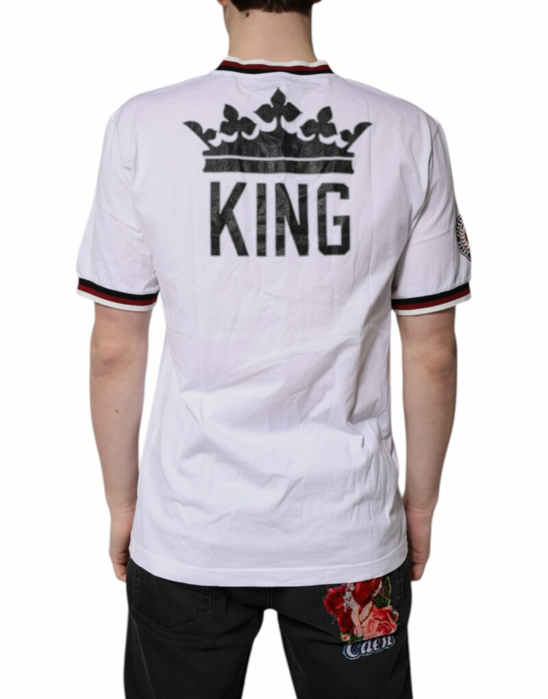 Dolce & Gabbana White #DGMillennials King Crown V-neck T-shirt - Image 4