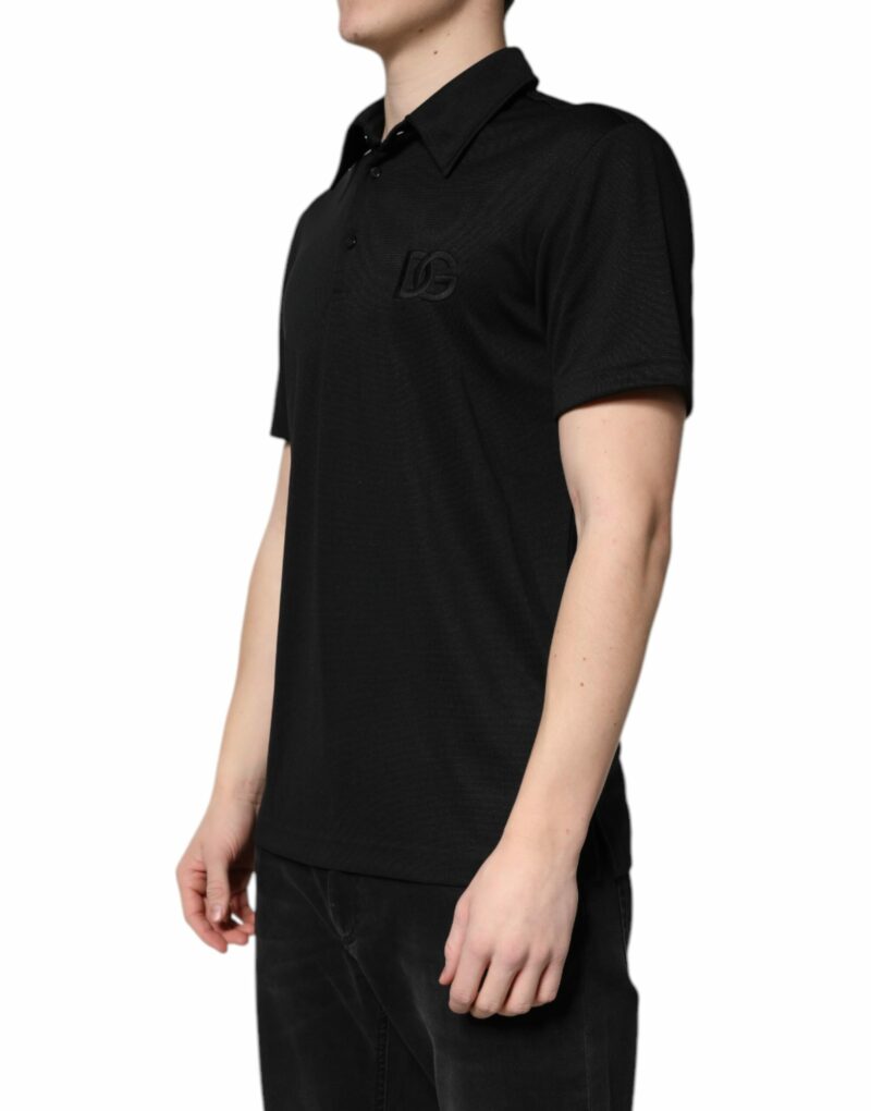 Dolce & Gabbana Black Polyester DG Logo Collared Polo T-shirt - Image 3