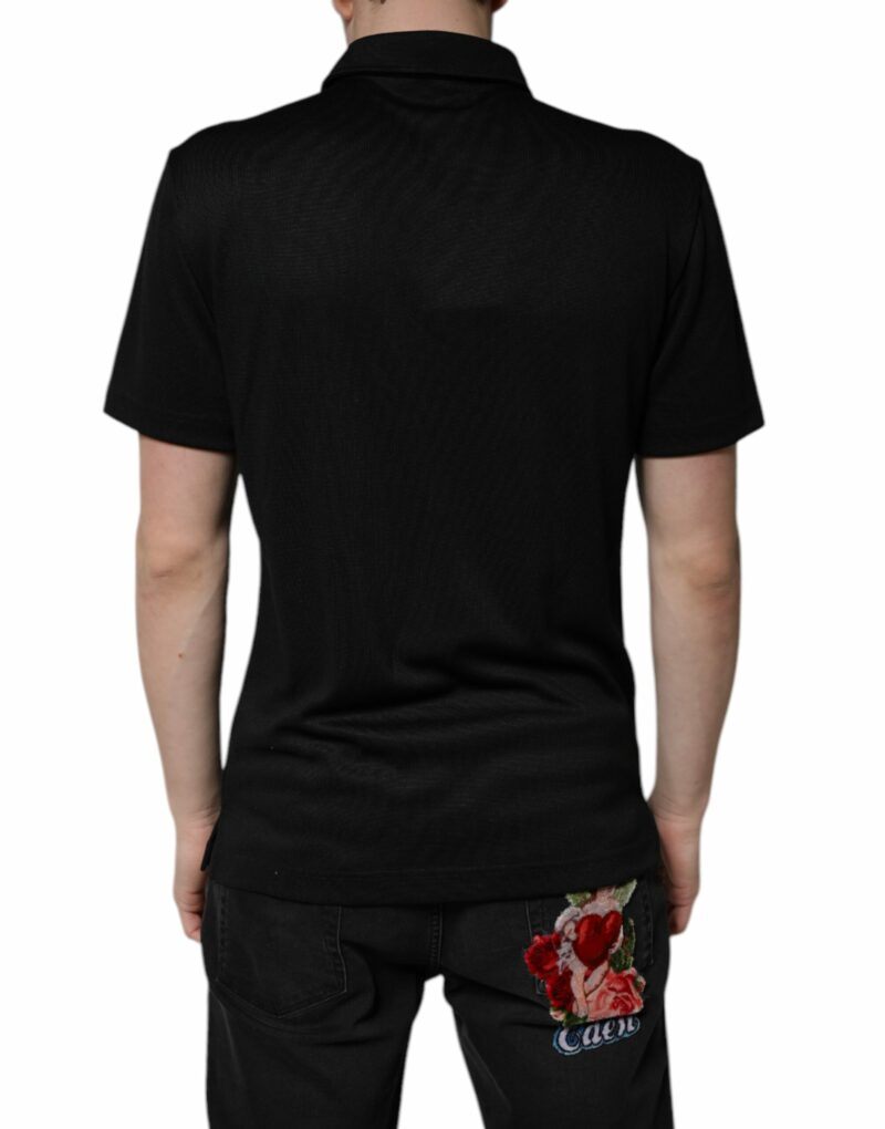 Dolce & Gabbana Black Polyester DG Logo Collared Polo T-shirt - Image 4