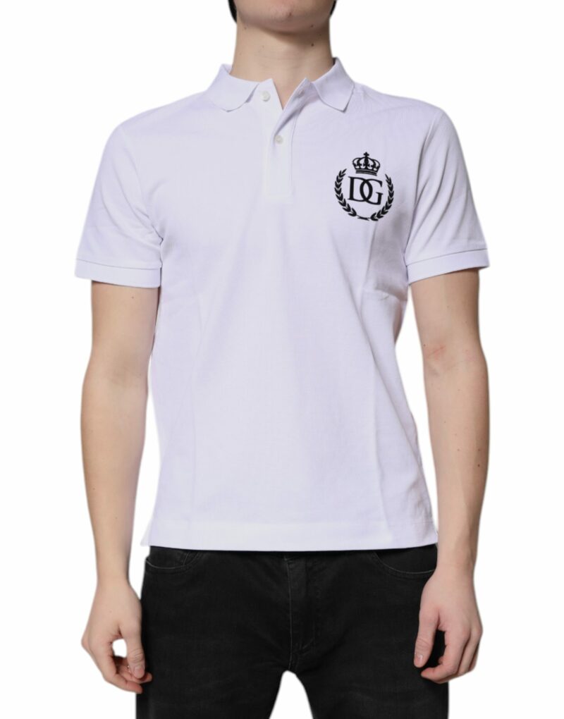 Dolce & Gabbana White Cotton Crown Collared Men Polo T-shirt - Image 2