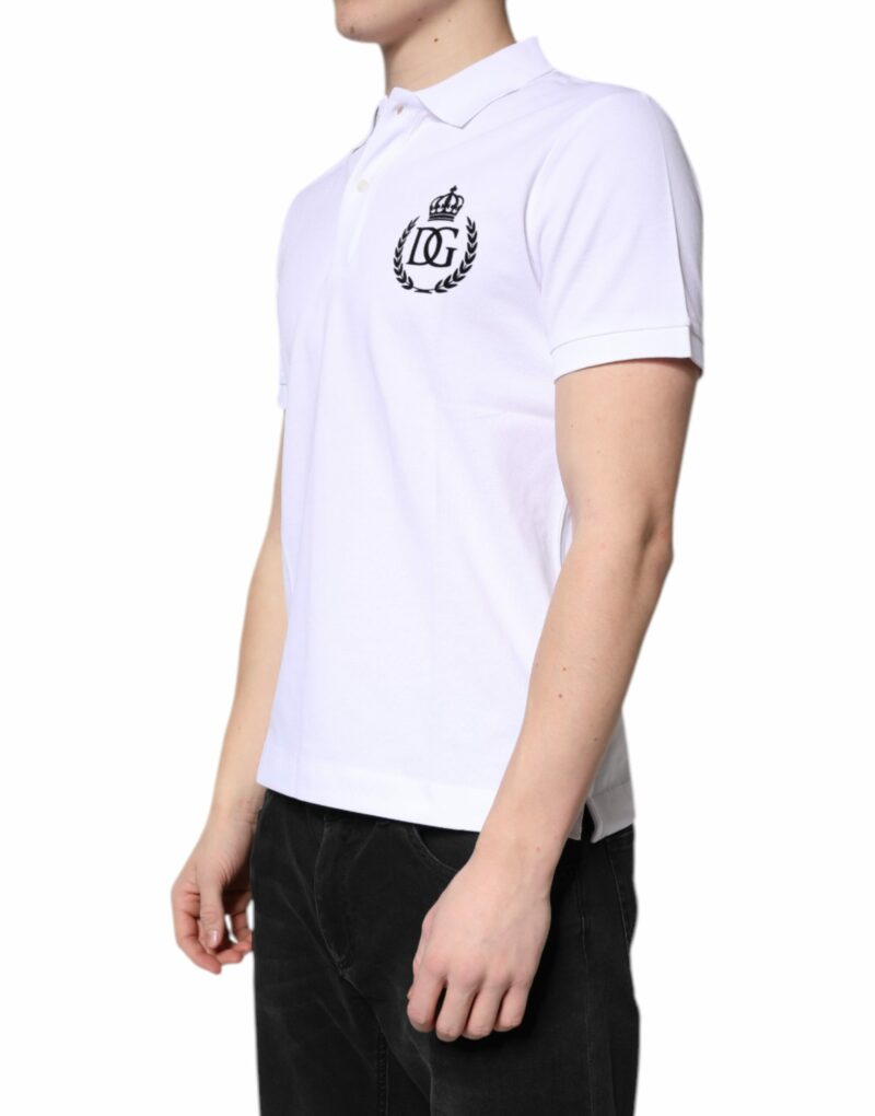 Dolce & Gabbana White Cotton Crown Collared Men Polo T-shirt - Image 3