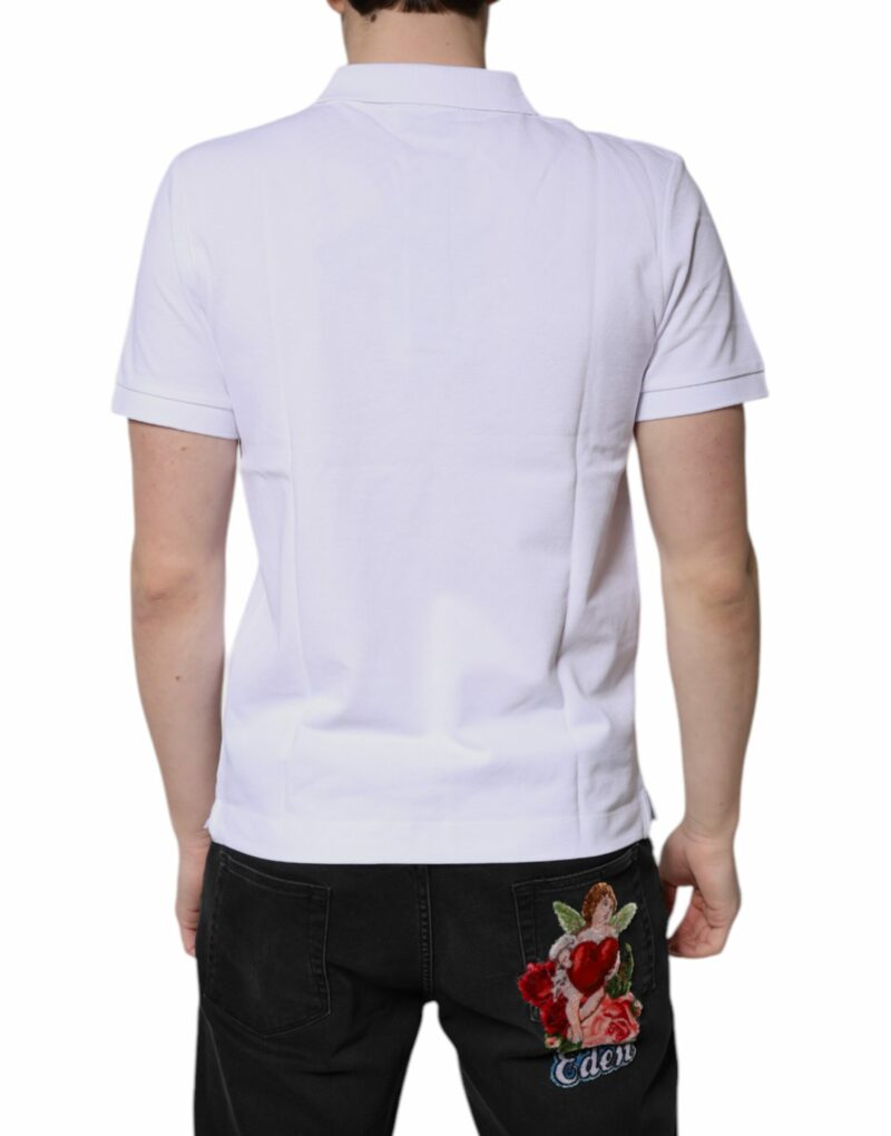 Dolce & Gabbana White Cotton Crown Collared Men Polo T-shirt - Image 4