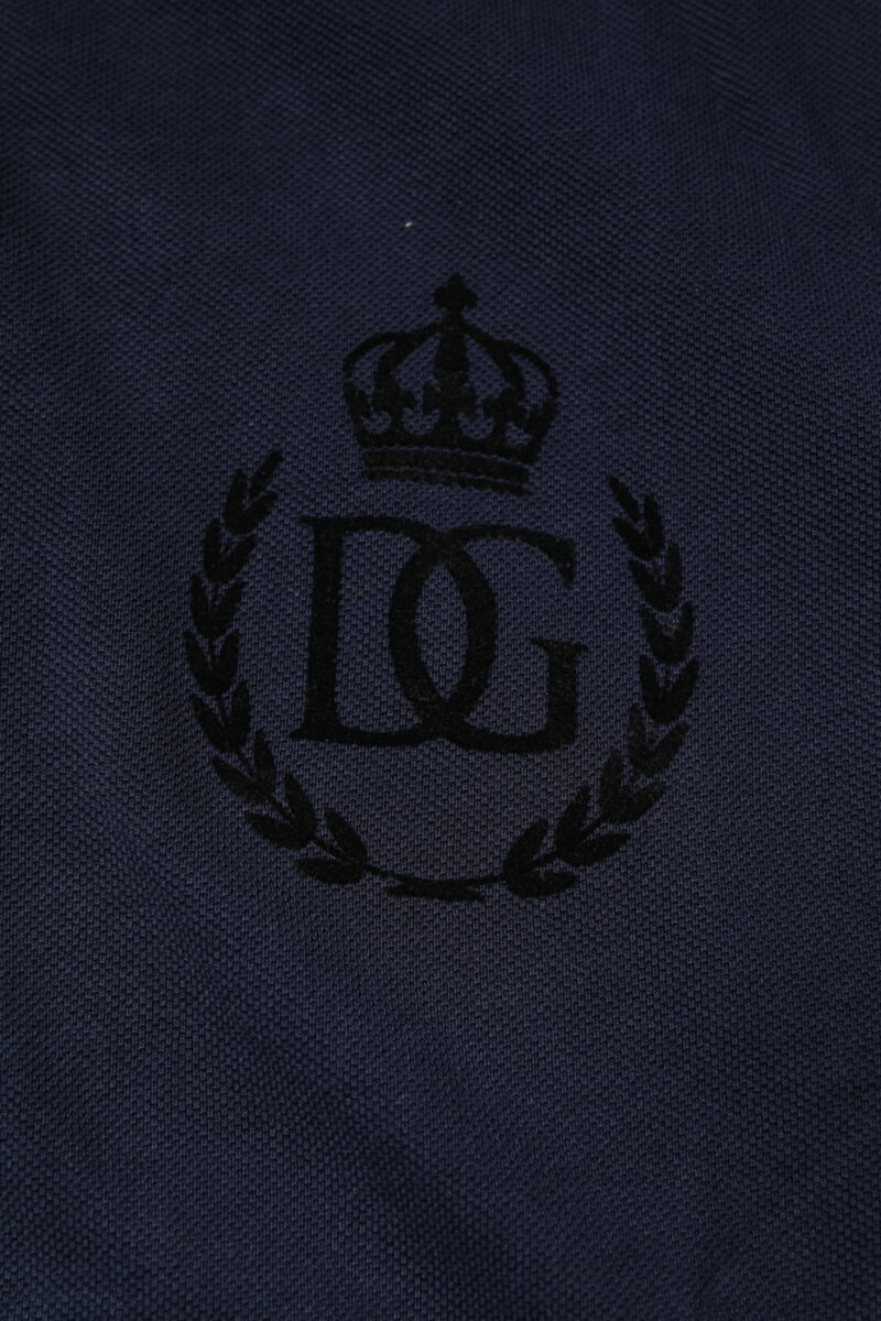 Dolce & Gabbana Dark Blue Cotton Crown Collared Polo T-shirt - Image 7