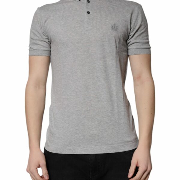 Dolce & Gabbana Gray Crown Cotton Men Polo Shirt T-shirt