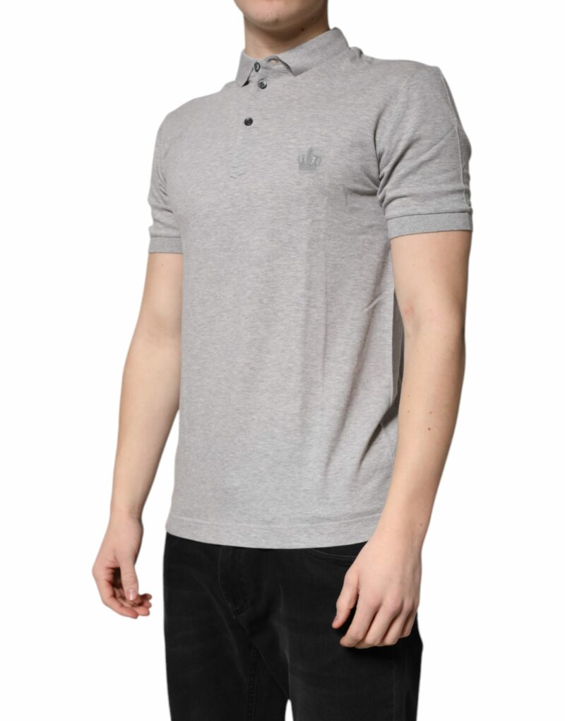Dolce & Gabbana Gray Crown Cotton Men Polo Shirt T-shirt - Image 3