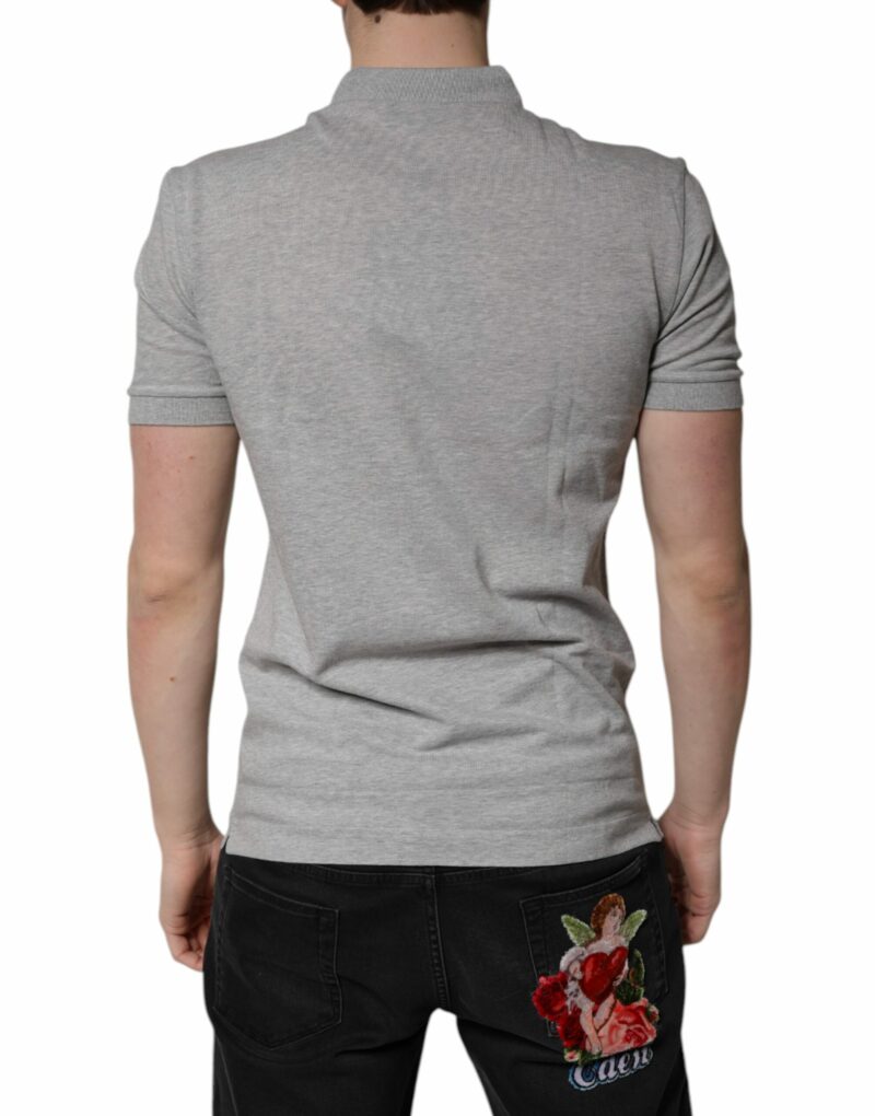 Dolce & Gabbana Gray Crown Cotton Men Polo Shirt T-shirt - Image 4