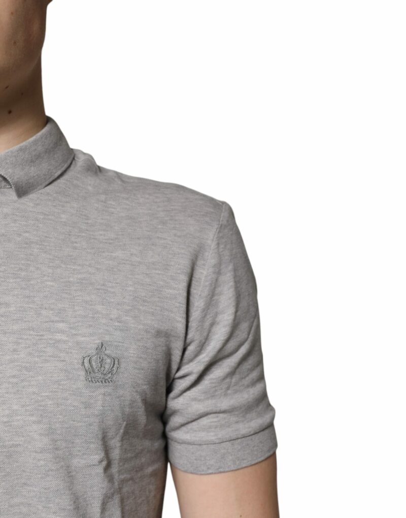 Dolce & Gabbana Gray Crown Cotton Men Polo Shirt T-shirt - Image 5