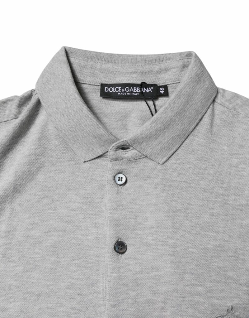 Dolce & Gabbana Gray Crown Cotton Men Polo Shirt T-shirt - Image 6