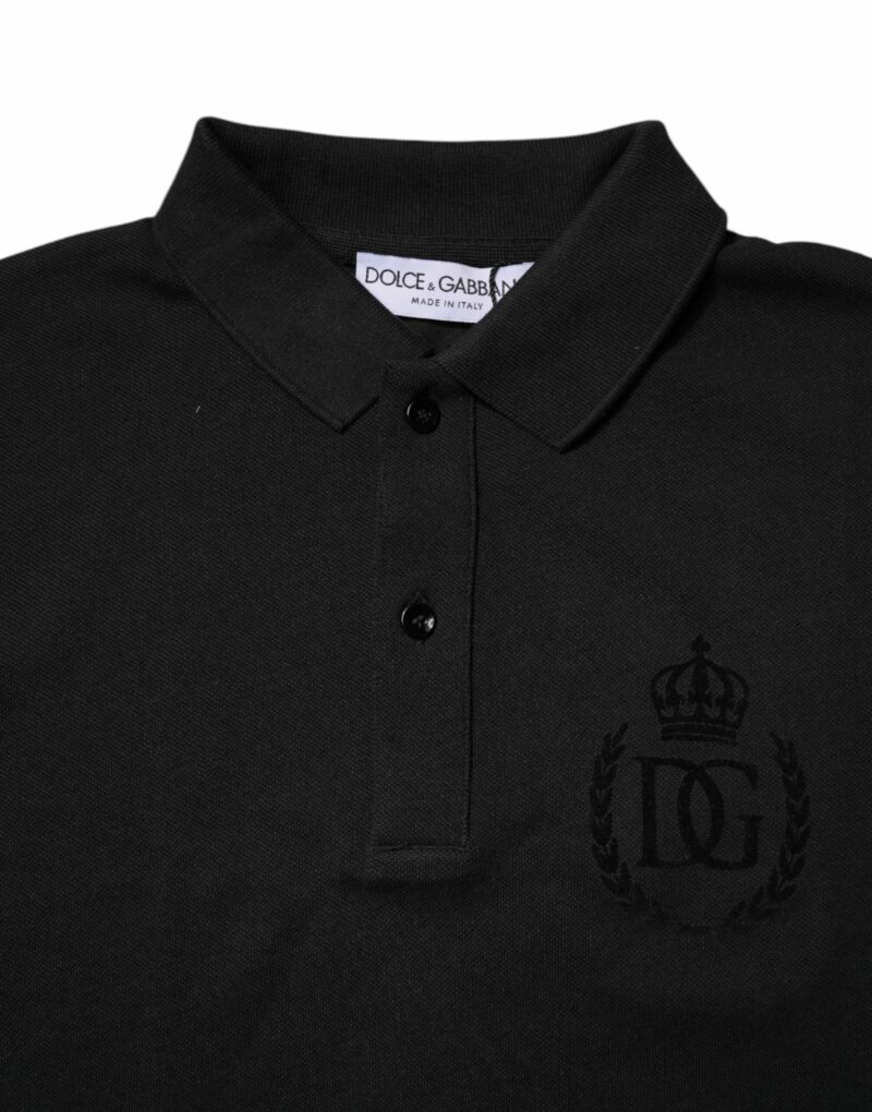Dolce & Gabbana Black Cotton DG Logo Collared Polo T-shirt - Image 5