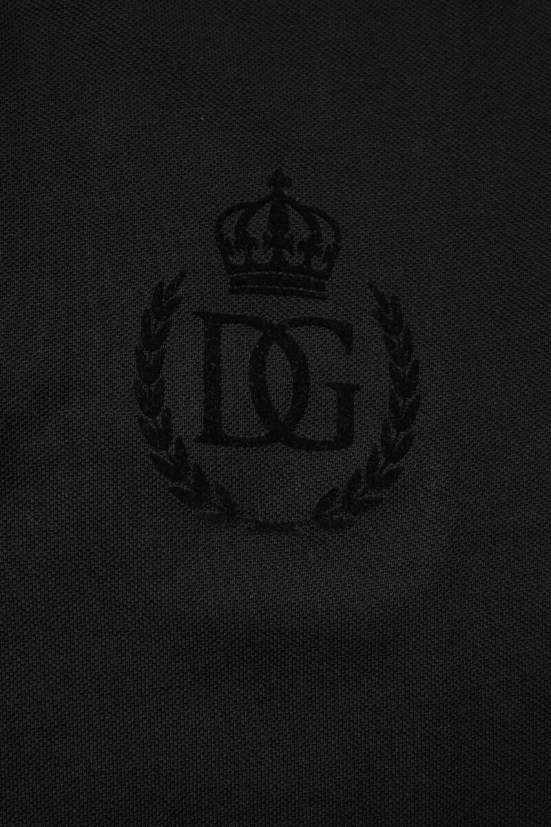 Dolce & Gabbana Black Cotton DG Logo Collared Polo T-shirt - Image 6