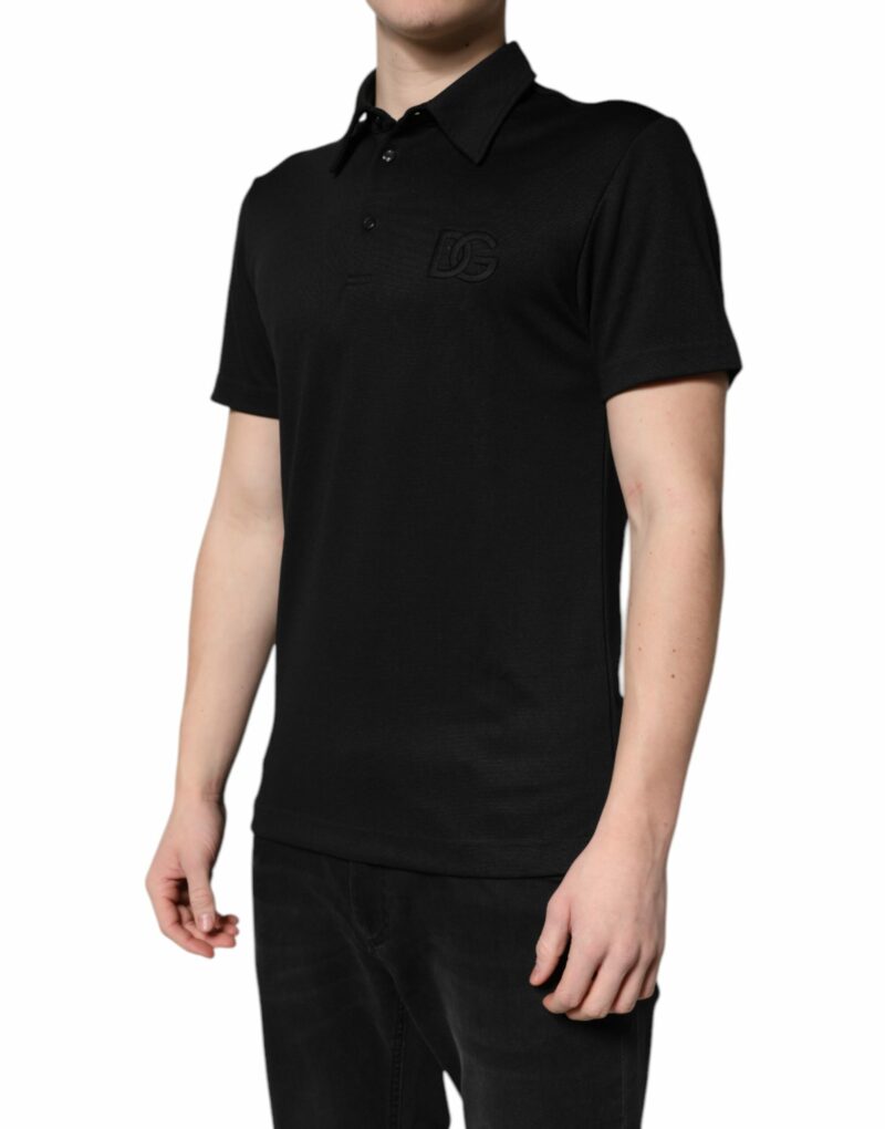 Dolce & Gabbana Black Polyester DG Logo Collared Polo T-shirt - Image 3