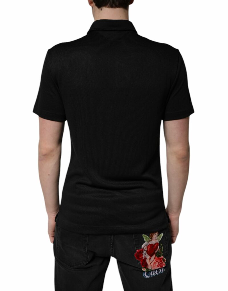 Dolce & Gabbana Black Polyester DG Logo Collared Polo T-shirt - Image 4