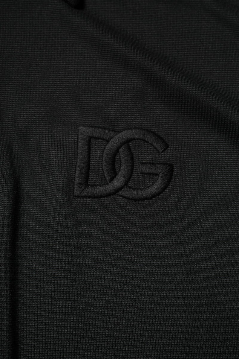 Dolce & Gabbana Black Polyester DG Logo Collared Polo T-shirt - Image 7