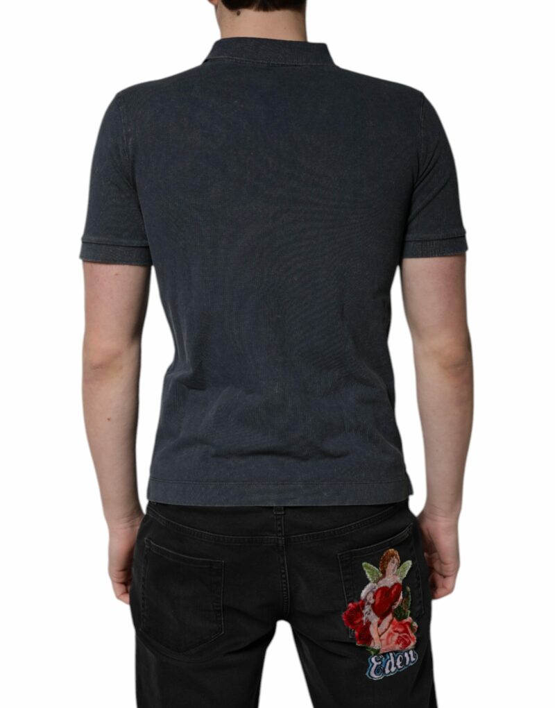 Dolce & Gabbana Dark Blue Logo Plaque Cotton Men Polo Shirt T-shirt - Image 4