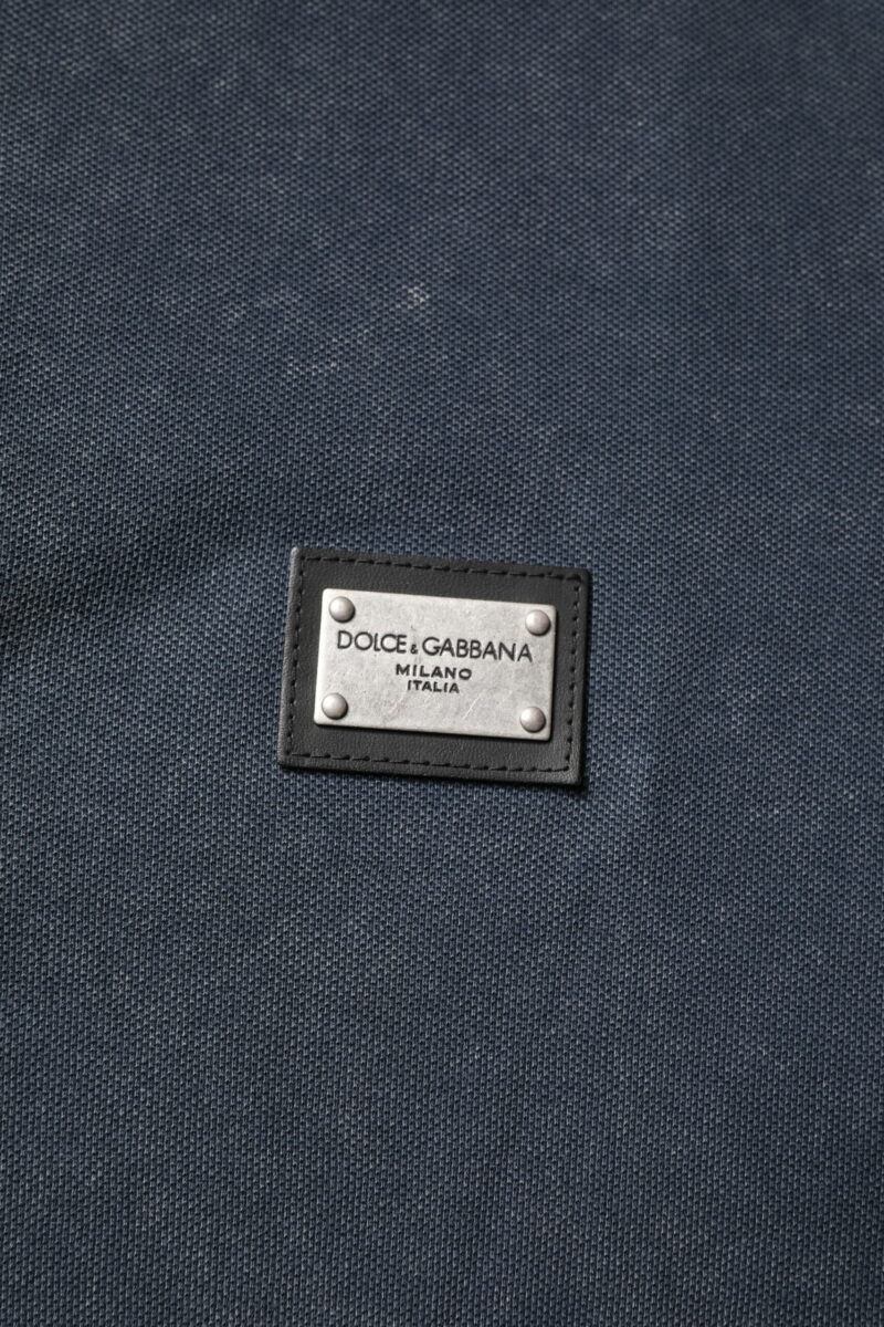 Dolce & Gabbana Dark Blue Logo Plaque Cotton Men Polo Shirt T-shirt - Image 6