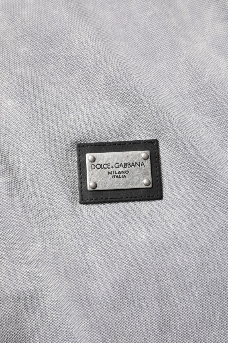 Dolce & Gabbana Gray Logo Plaque Cotton Men Polo Shirt T-shirt - Image 7