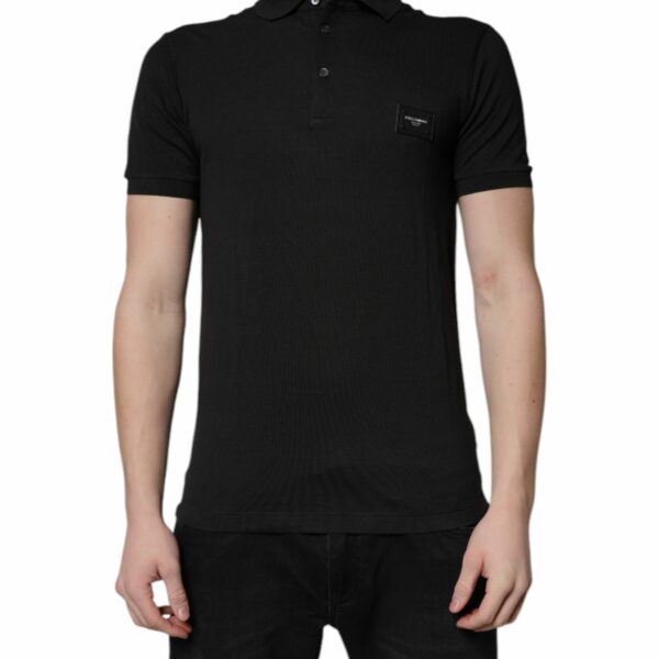 Dolce & Gabbana Dark Gray Logo Plaque Cotton Men Polo Shirt T-shirt