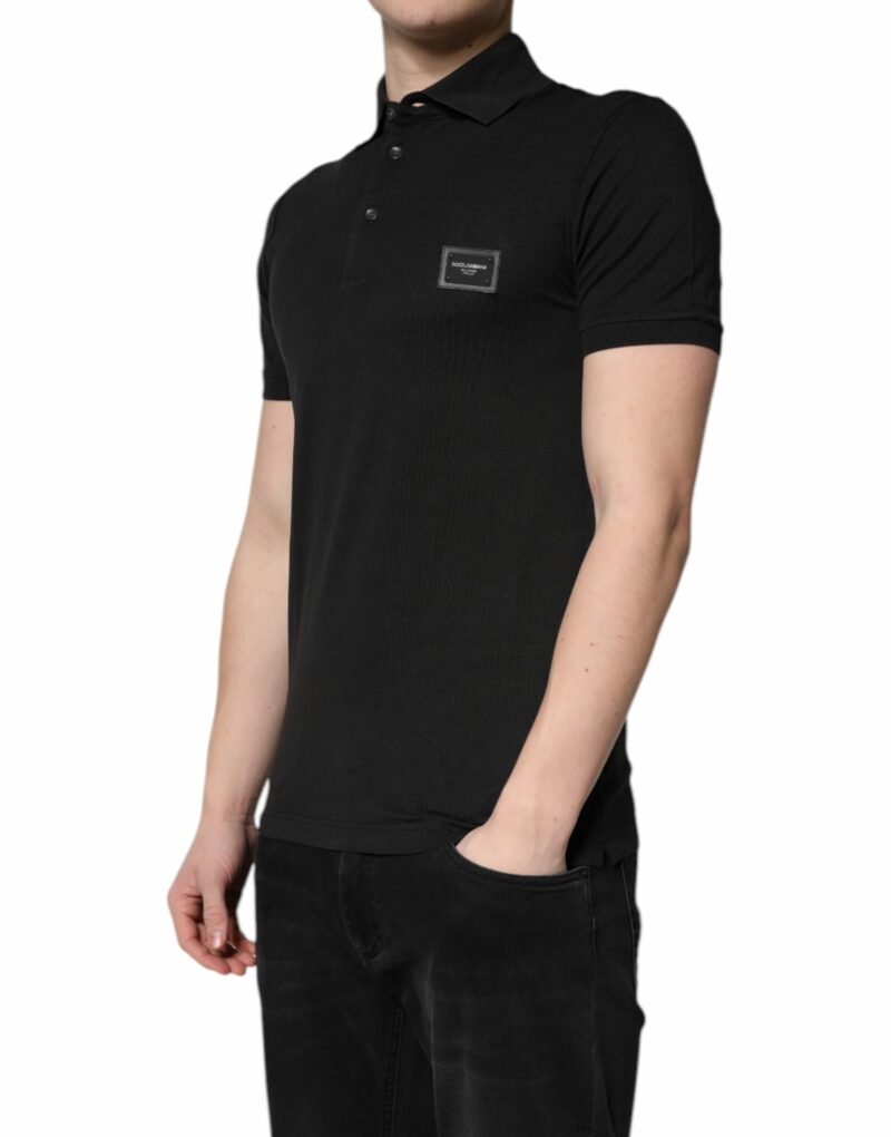 Dolce & Gabbana Dark Gray Logo Plaque Cotton Men Polo Shirt T-shirt - Image 3