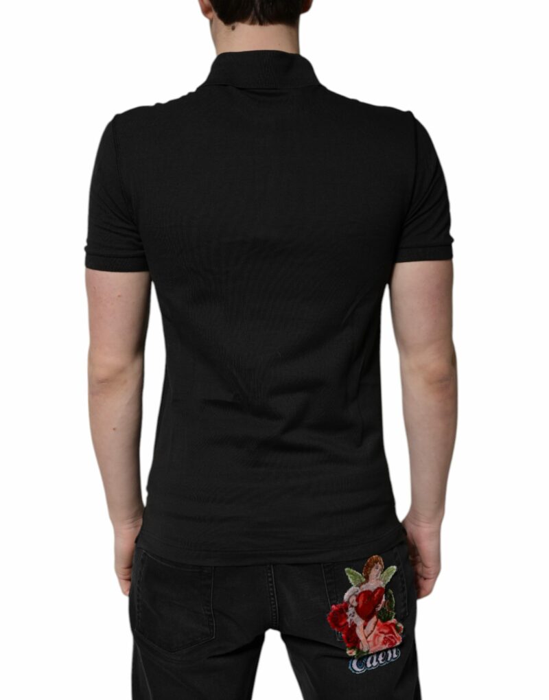 Dolce & Gabbana Dark Gray Logo Plaque Cotton Men Polo Shirt T-shirt - Image 4