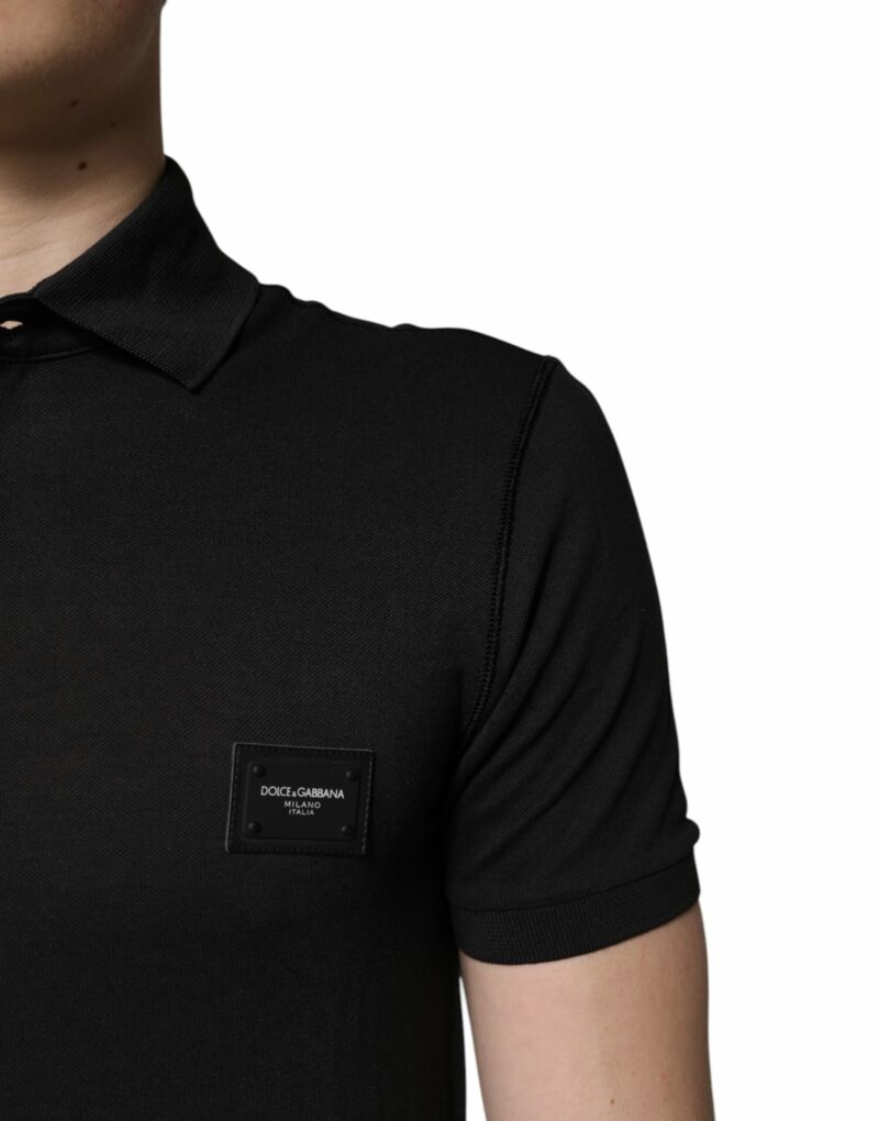 Dolce & Gabbana Dark Gray Logo Plaque Cotton Men Polo Shirt T-shirt - Image 5