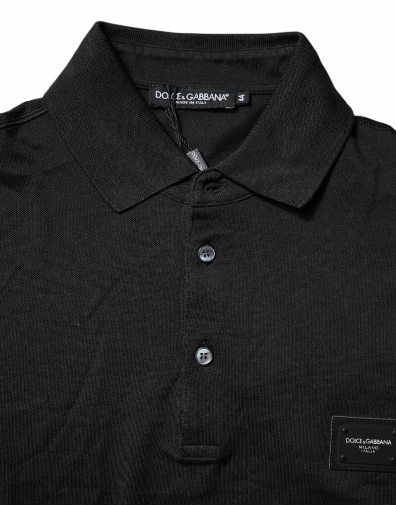 Dolce & Gabbana Dark Gray Logo Plaque Cotton Men Polo Shirt T-shirt - Image 6