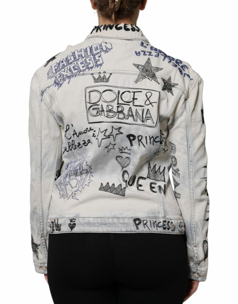 Dolce & Gabbana Light Blue Graffiti Button Down Denim Jacket - Image 4
