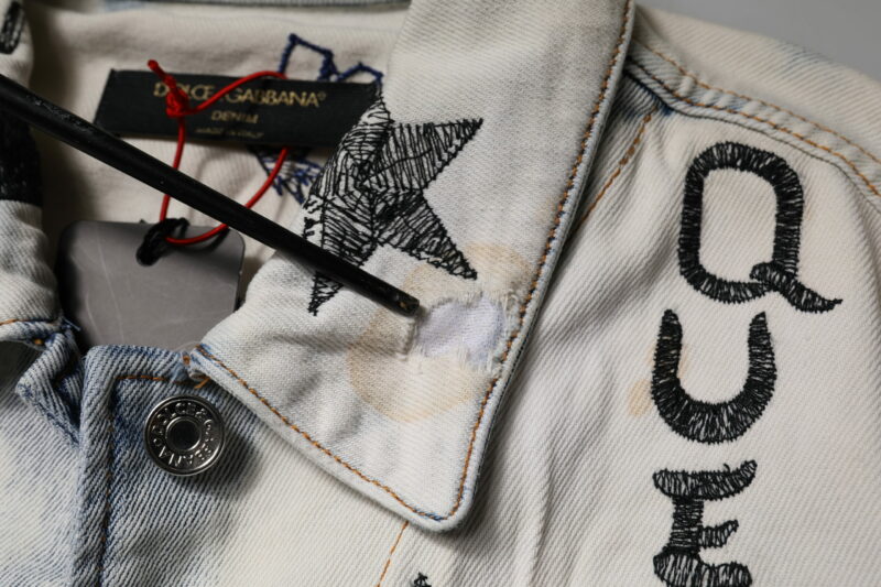 Dolce & Gabbana Light Blue Graffiti Button Down Denim Jacket - Image 8