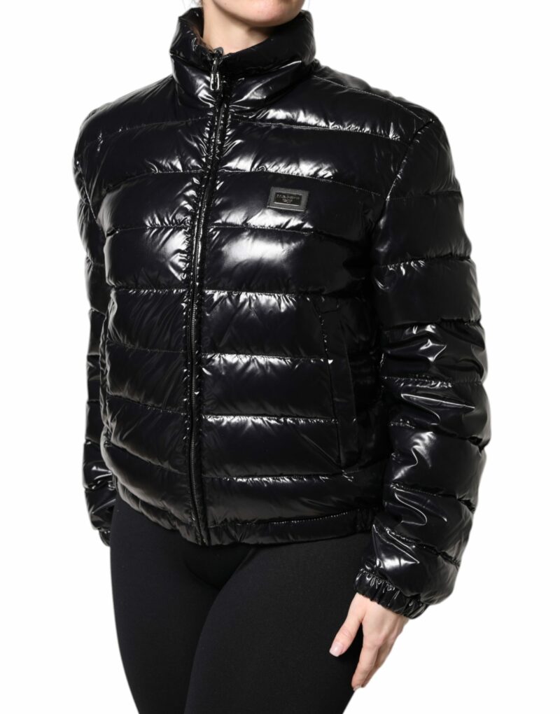 Dolce & Gabbana Black Logo Plaque Full Zip Puffer Jacket - Image 3