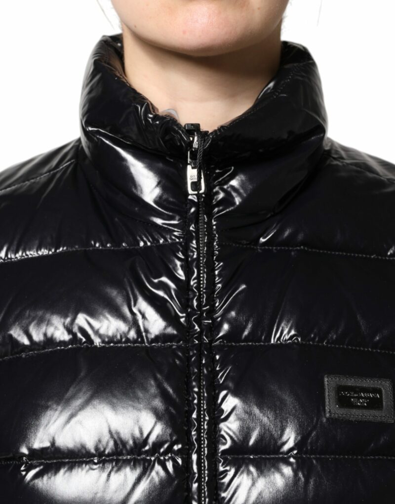 Dolce & Gabbana Black Logo Plaque Full Zip Puffer Jacket - Image 6