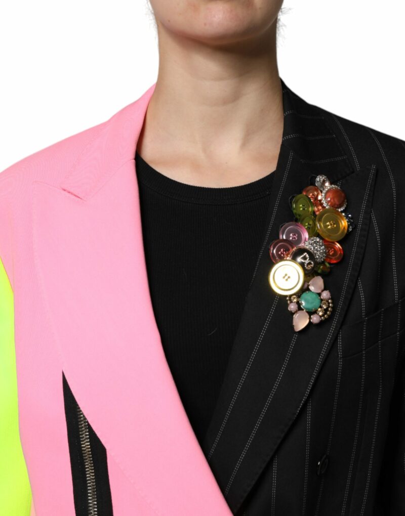 Dolce & Gabbana Multicolor Patchwork Embellished Coat Jacket - Image 3