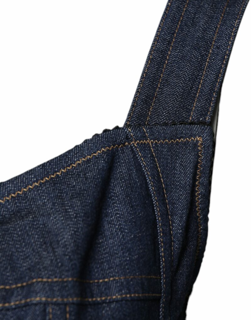 Dolce & Gabbana Blue Cotton Stretch Sleeveless Bodycon Denim Bodysuit - Image 3
