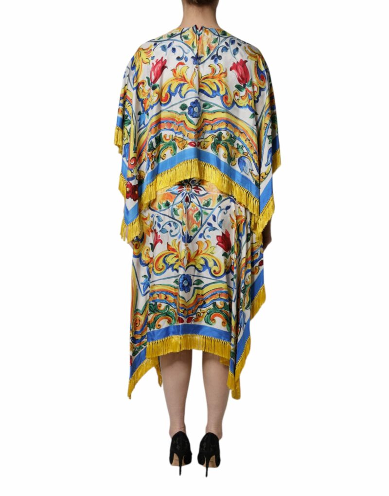 Dolce & Gabbana Multicolor Majolica Kaftan Short Sleeves Maxi Dress - Image 4