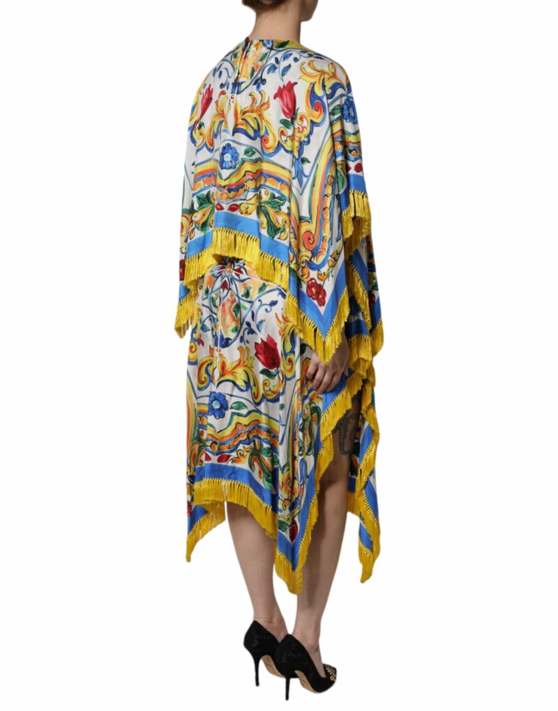 Dolce & Gabbana Multicolor Majolica Kaftan Short Sleeves Maxi Dress - Image 5