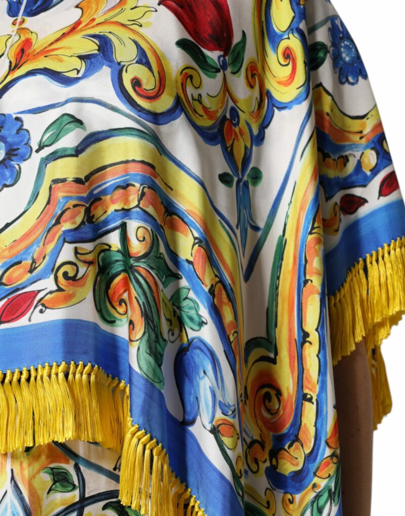 Dolce & Gabbana Multicolor Majolica Kaftan Short Sleeves Maxi Dress - Image 7