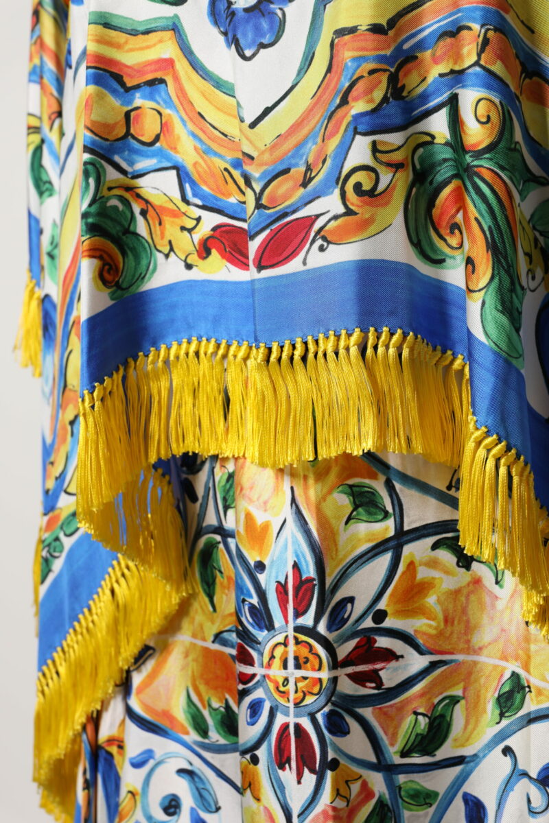 Dolce & Gabbana Multicolor Majolica Kaftan Short Sleeves Maxi Dress - Image 8