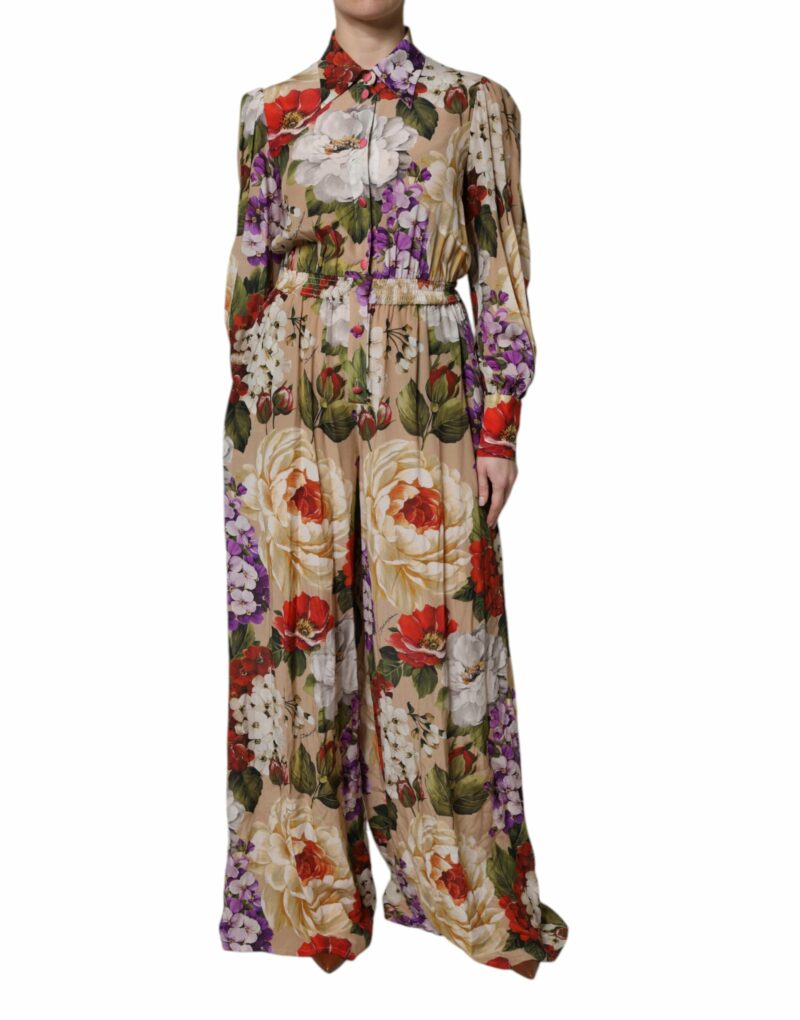 Dolce & Gabbana Multicolor Floral Wide Leg Jumpsuit Dress - Image 2