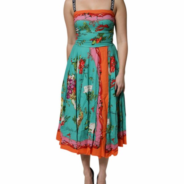 Dolce & Gabbana Multicolor Printed Silk Sleeveless Midi Dress
