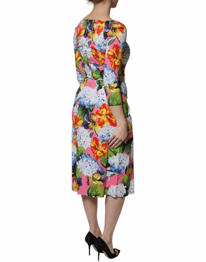 Dolce & Gabbana Multicolor Floral Side Slit Midi Dress - Image 5