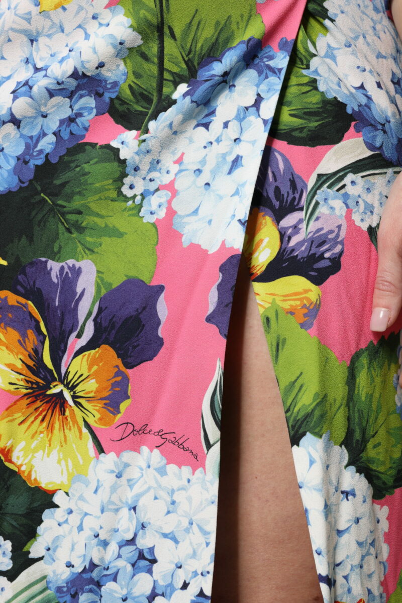 Dolce & Gabbana Multicolor Floral Side Slit Midi Dress - Image 8