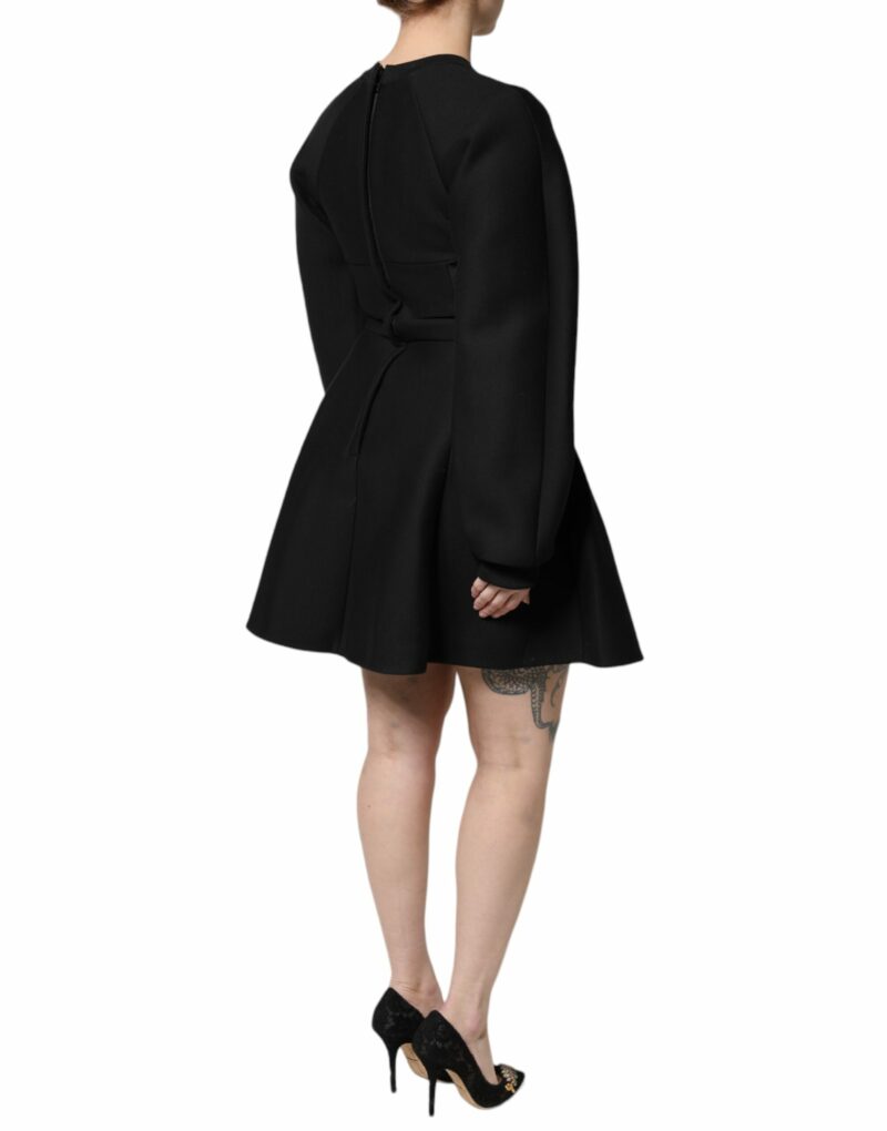Dolce & Gabbana Black Cotton Long Sleeves A-line Mini Dress - Image 5