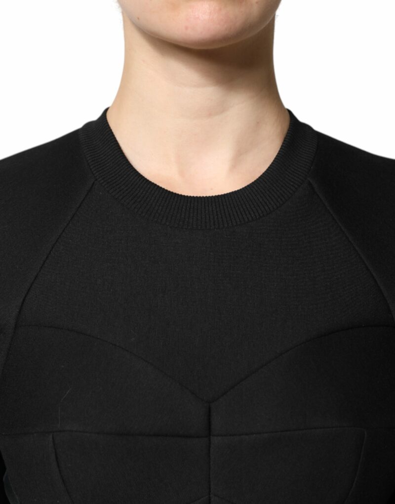 Dolce & Gabbana Black Cotton Long Sleeves A-line Mini Dress - Image 6