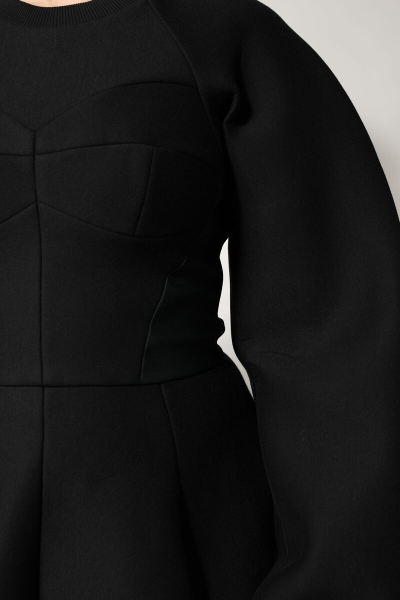 Dolce & Gabbana Black Cotton Long Sleeves A-line Mini Dress - Image 7