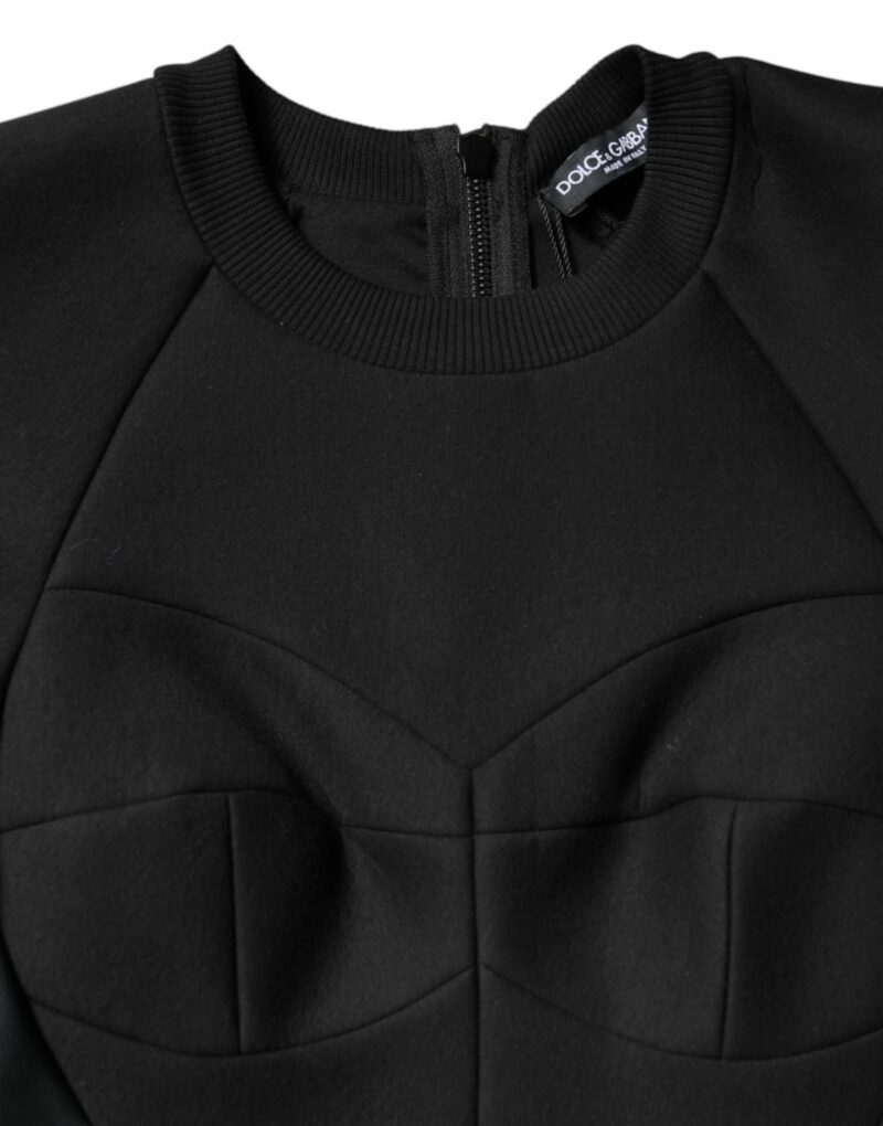 Dolce & Gabbana Black Cotton Long Sleeves A-line Mini Dress - Image 8